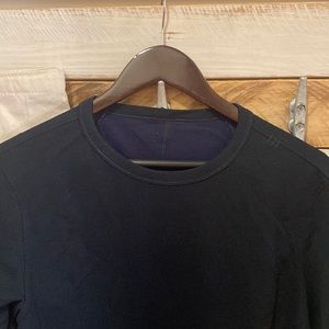 Lululemon Tech Shirt Navy Blue - Size Large? Not marked. see measurements.